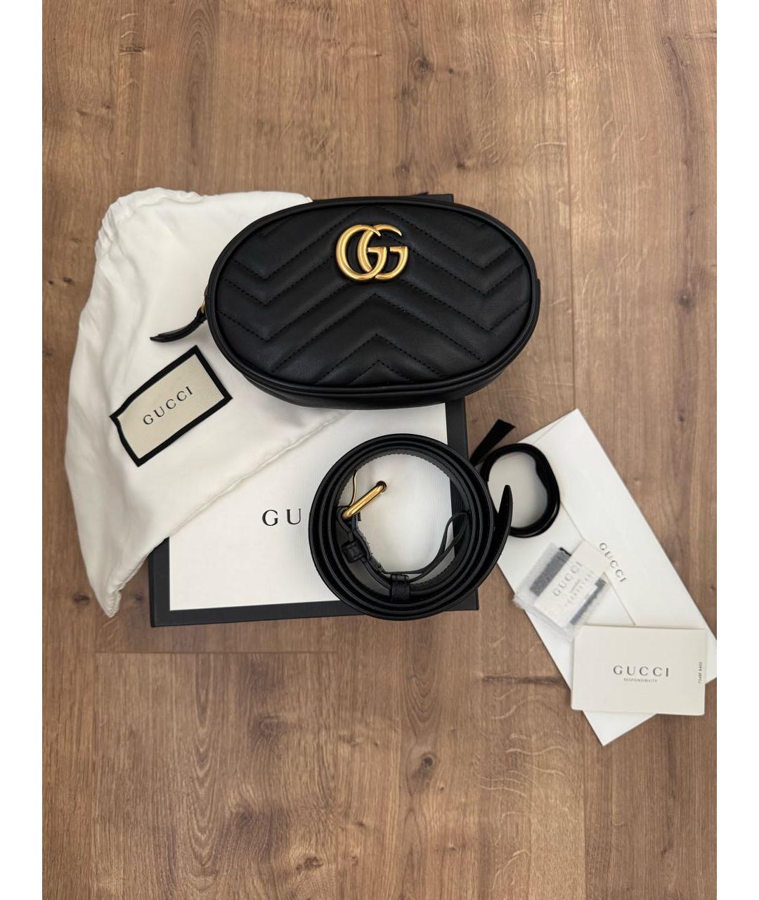 GUCCI Черная кожаная поясная сумка, фото 2