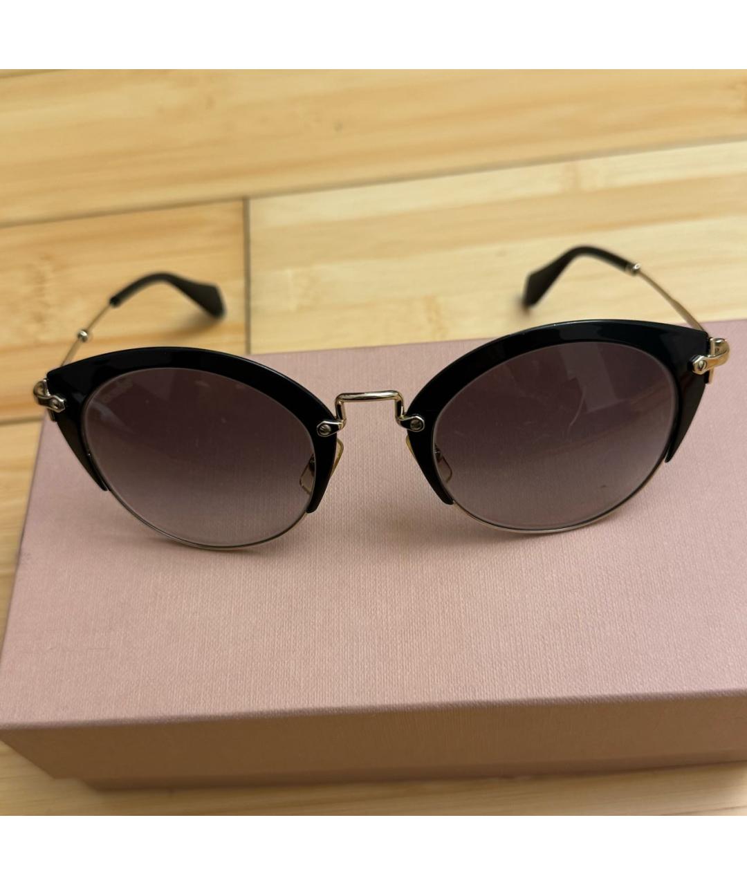 MIU MIU Черные металлические солнцезащитные очки, фото 6