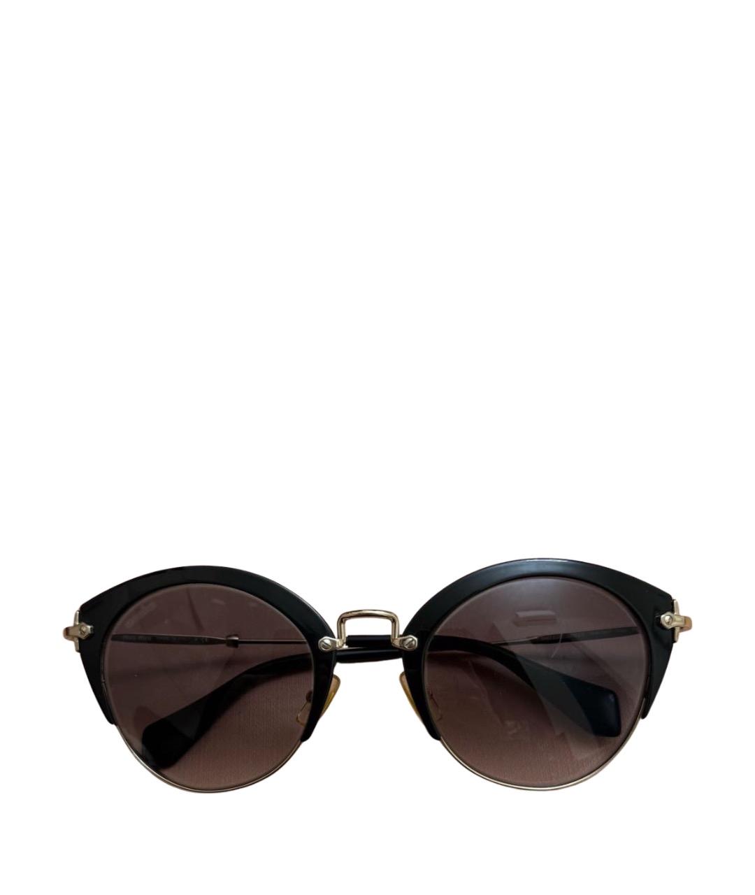 MIU MIU Черные металлические солнцезащитные очки, фото 1