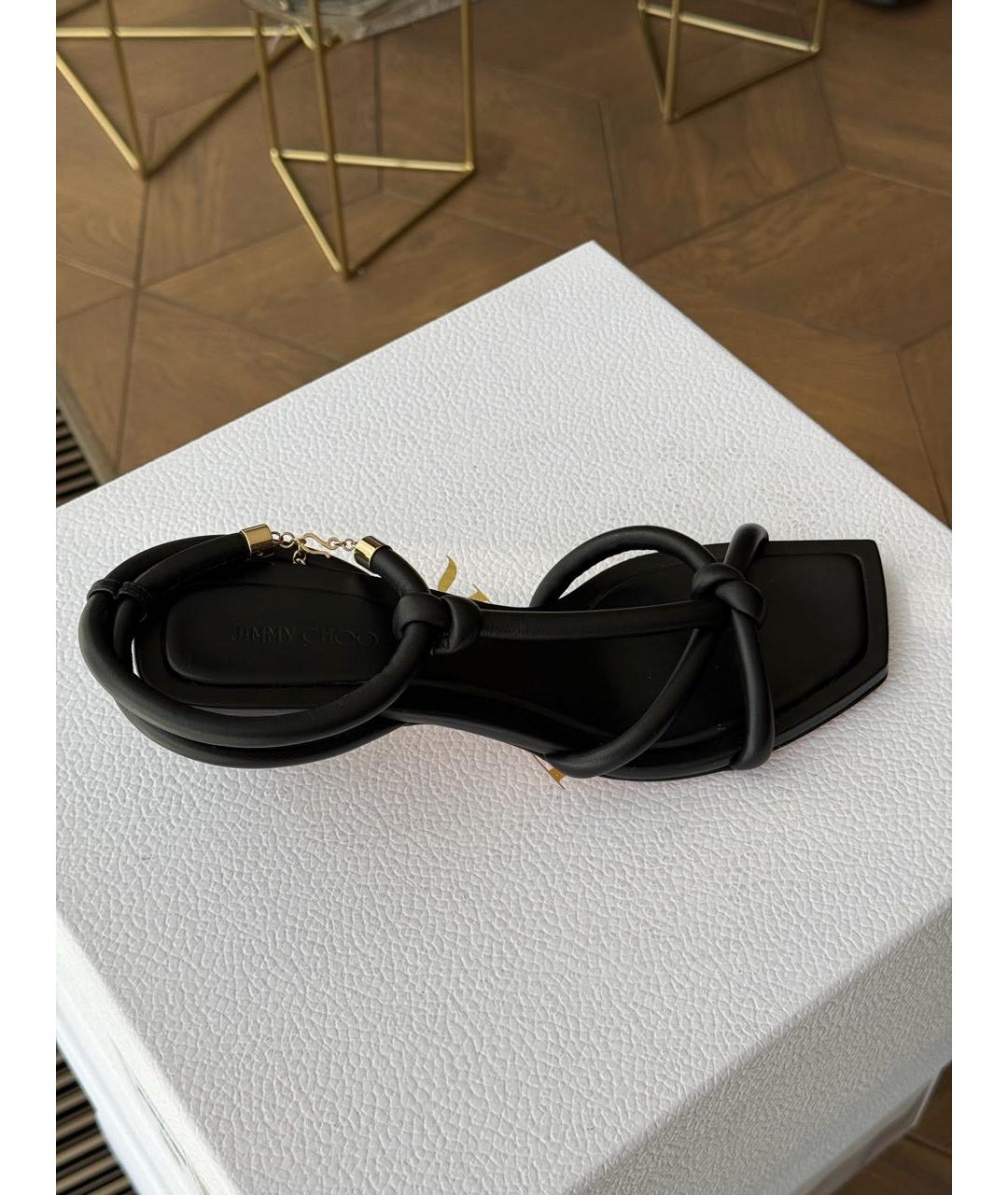 JIMMY CHOO Черные кожаные босоножки, фото 4