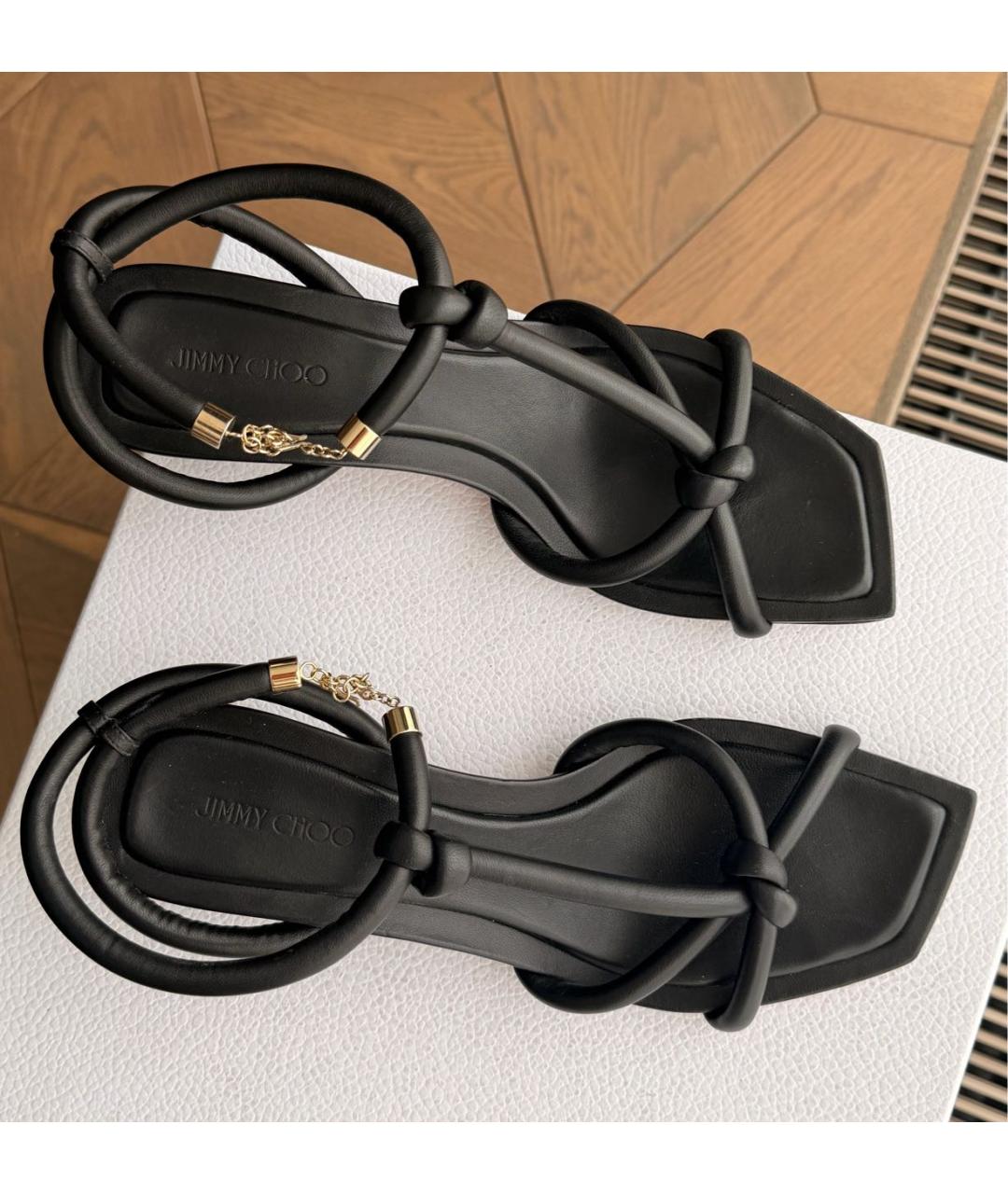 JIMMY CHOO Черные кожаные босоножки, фото 3