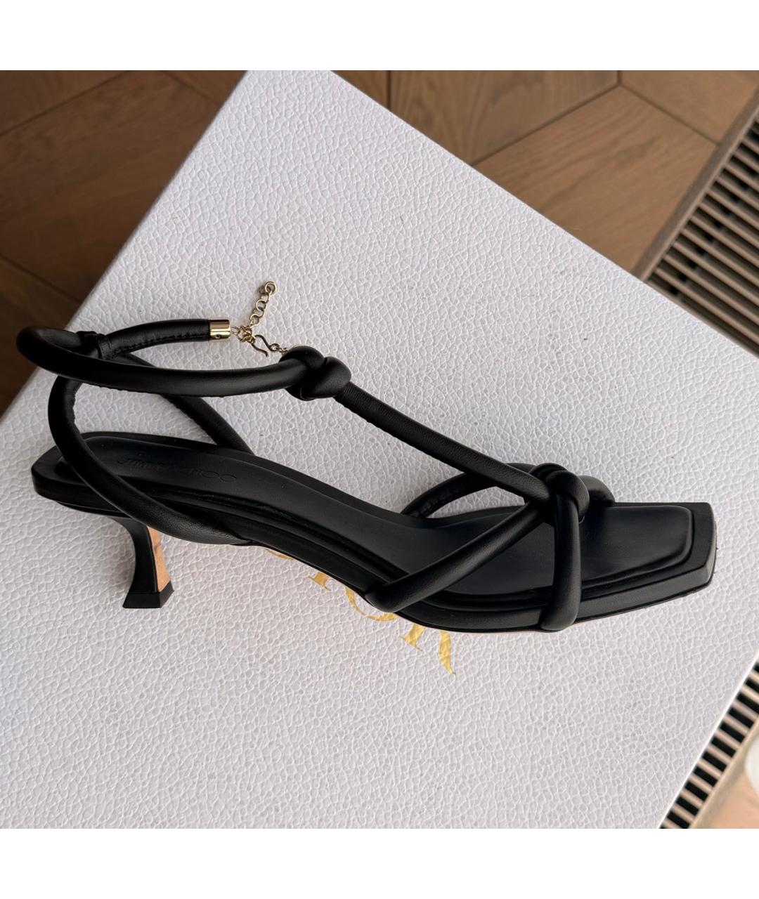 JIMMY CHOO Черные кожаные босоножки, фото 9