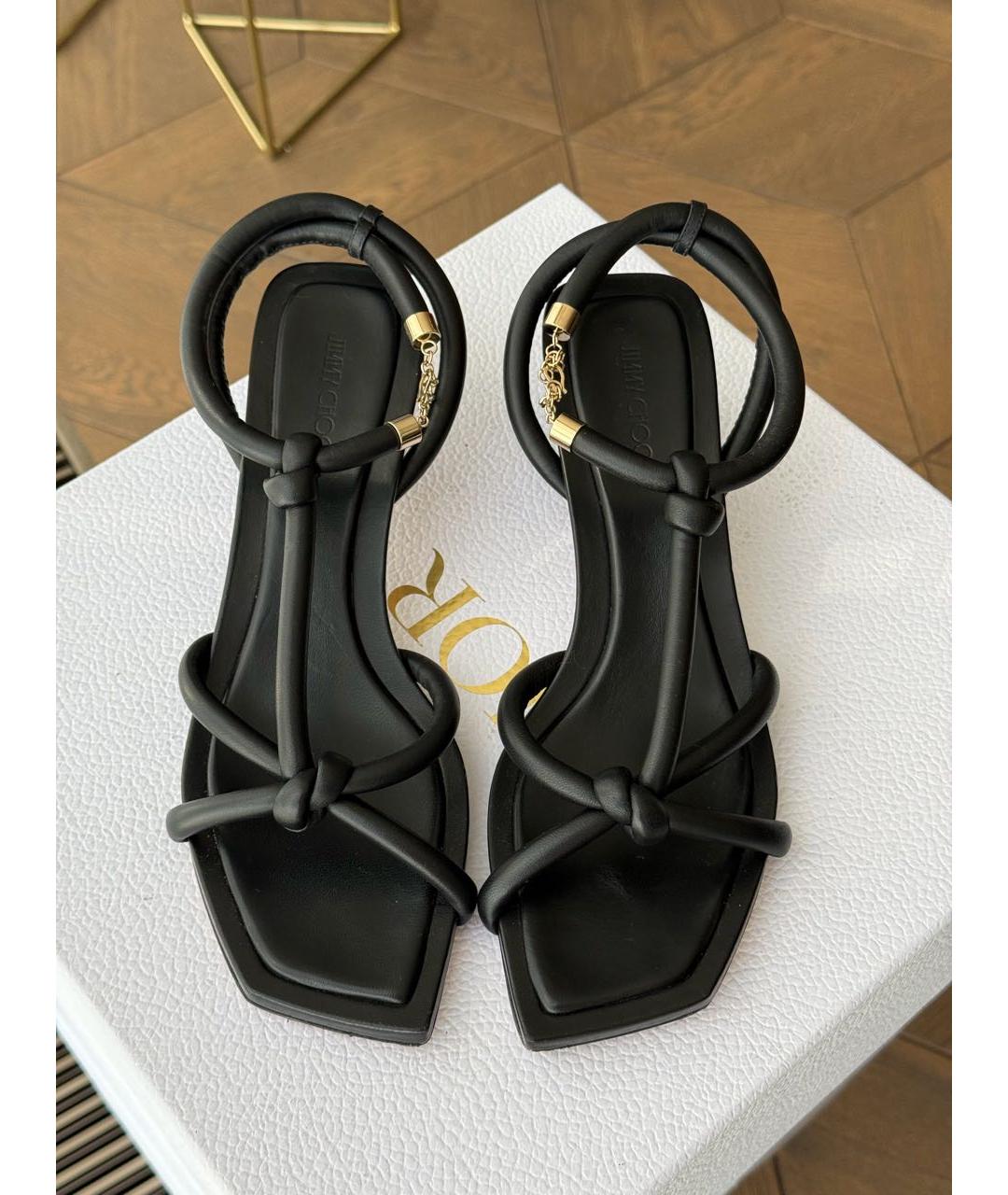 JIMMY CHOO Черные кожаные босоножки, фото 2