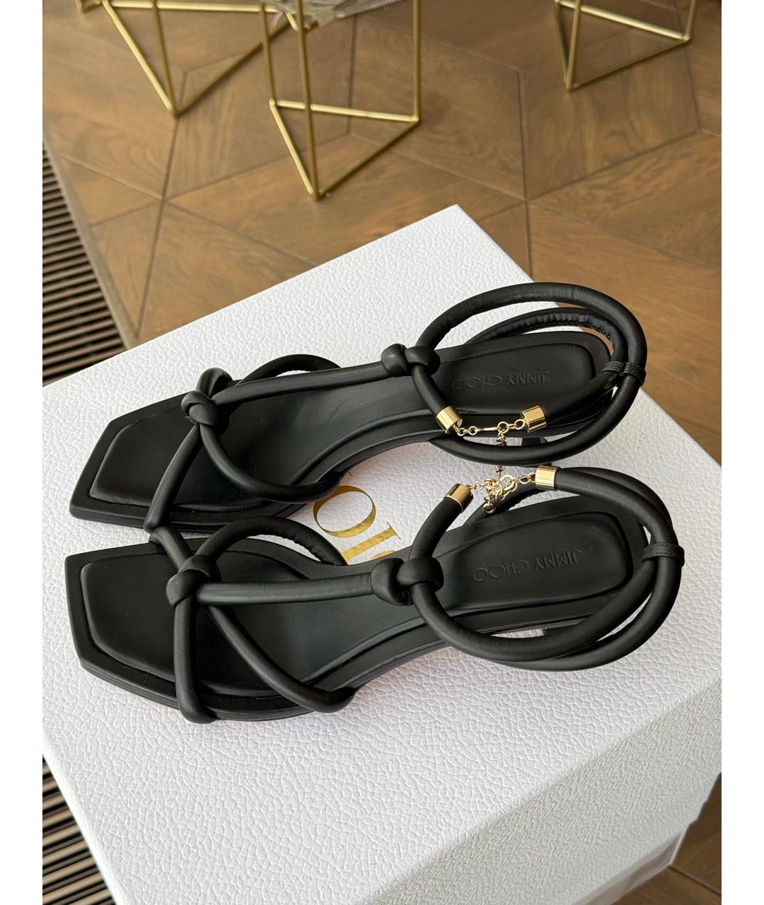 JIMMY CHOO Черные кожаные босоножки, фото 5