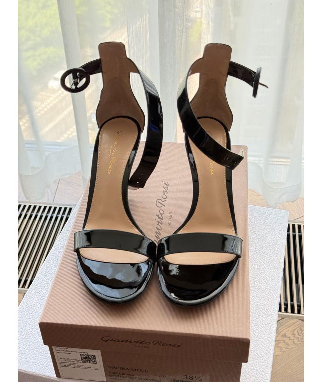 GIANVITO ROSSI Черные босоножки из лакированной кожи, фото 2