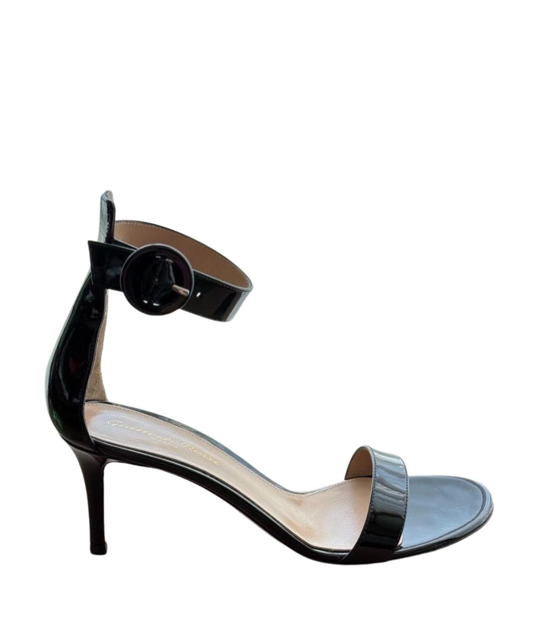 GIANVITO ROSSI Черные босоножки из лакированной кожи, фото 1
