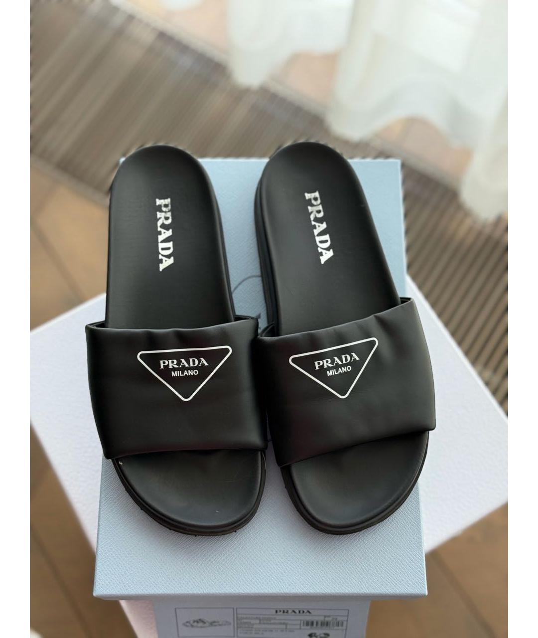PRADA Черные шлепанцы, фото 2
