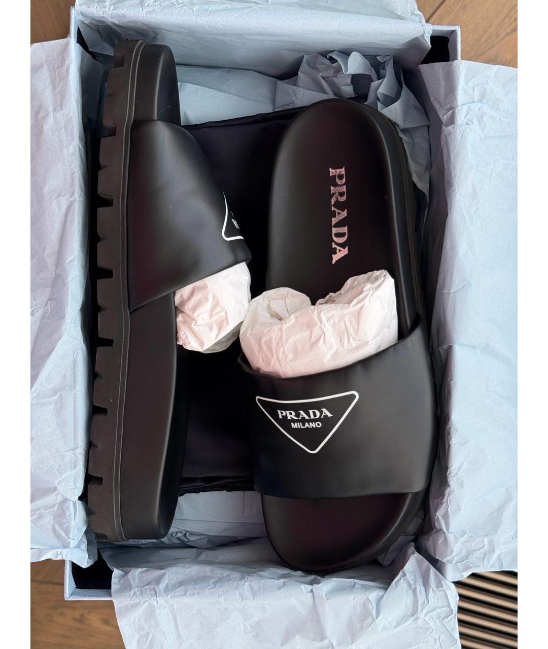 PRADA Черные шлепанцы, фото 7