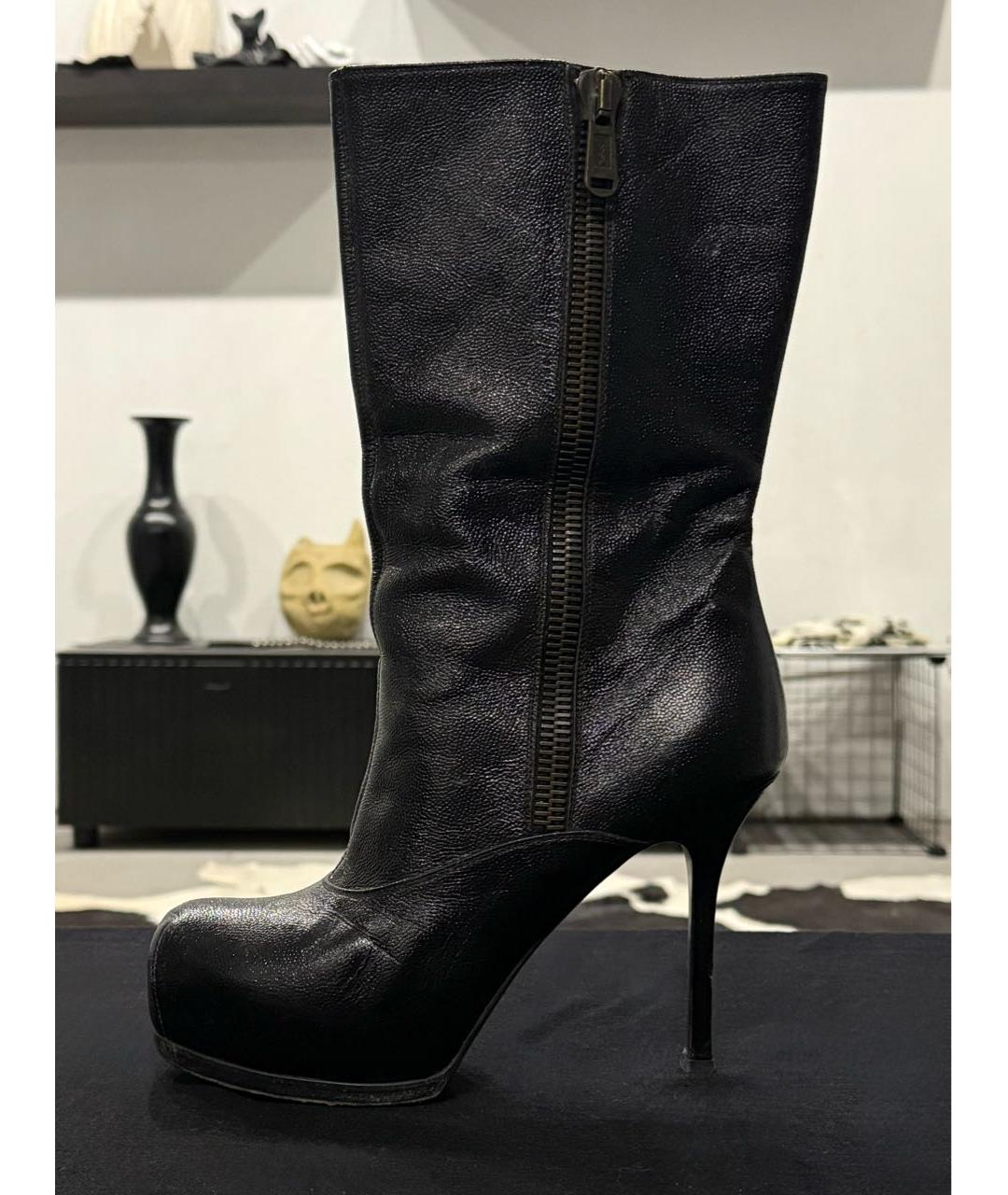 SAINT LAURENT Черные кожаные ботильоны, фото 7