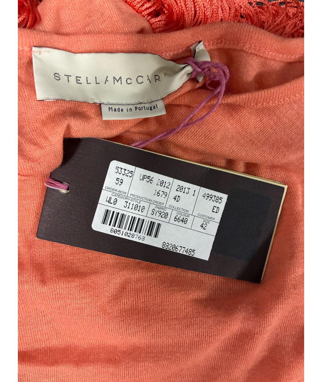 STELLA MCCARTNEY Оранжевая хлопковая майка, фото 6