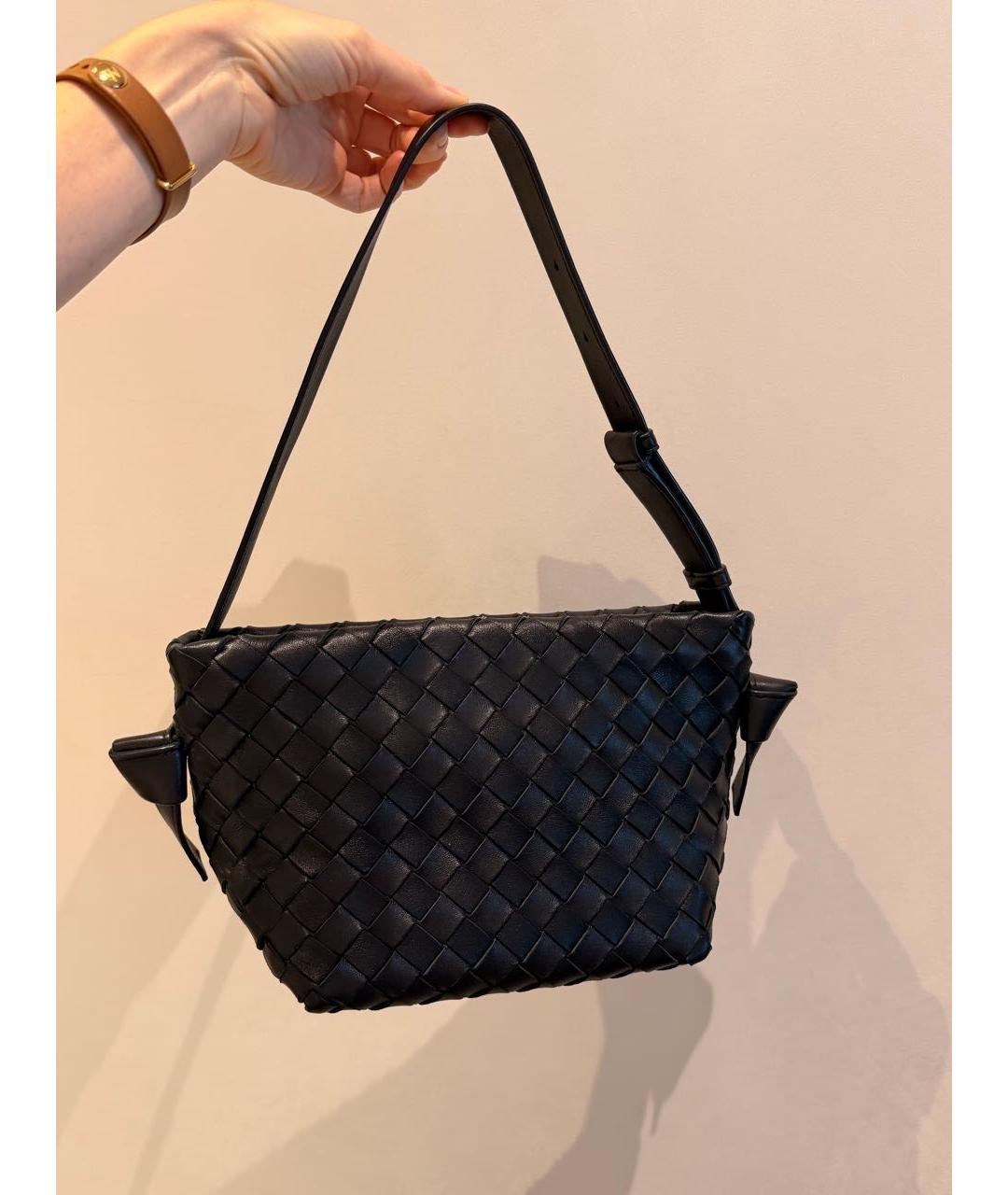 BOTTEGA VENETA Черная кожаная сумка через плечо, фото 9
