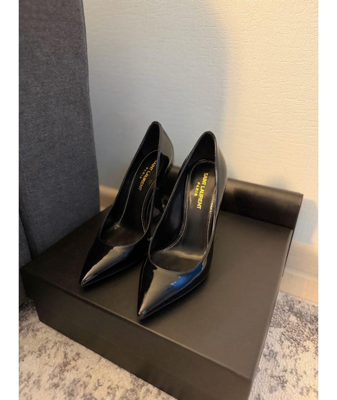 SAINT LAURENT Черные туфли из лакированной кожи, фото 2