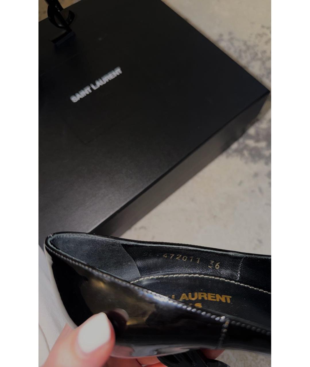 SAINT LAURENT Черные туфли из лакированной кожи, фото 4