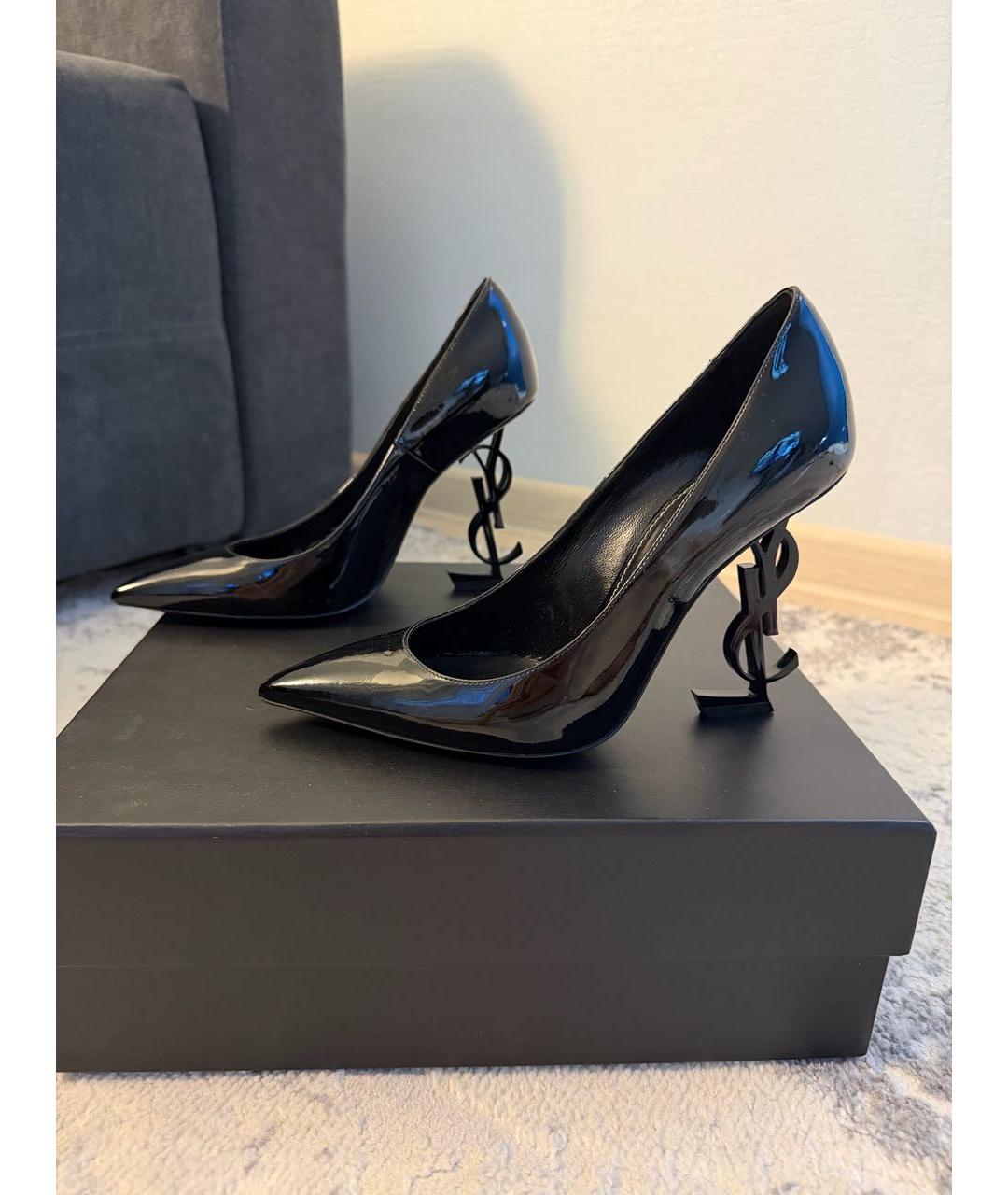 SAINT LAURENT Черные туфли из лакированной кожи, фото 3