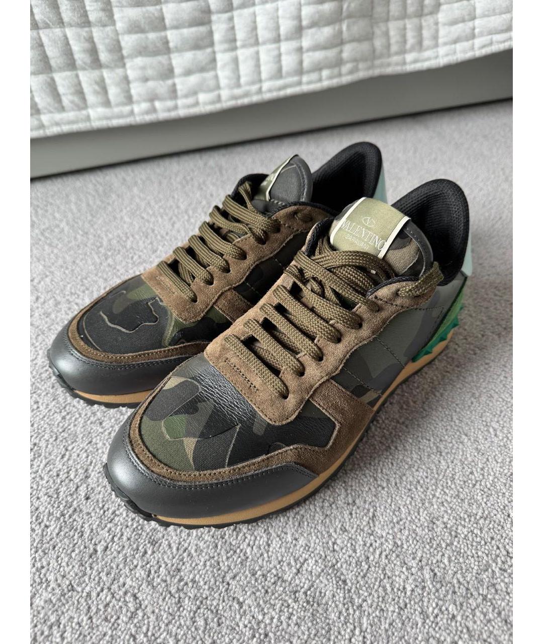 VALENTINO Хаки текстильные низкие кроссовки / кеды, фото 2