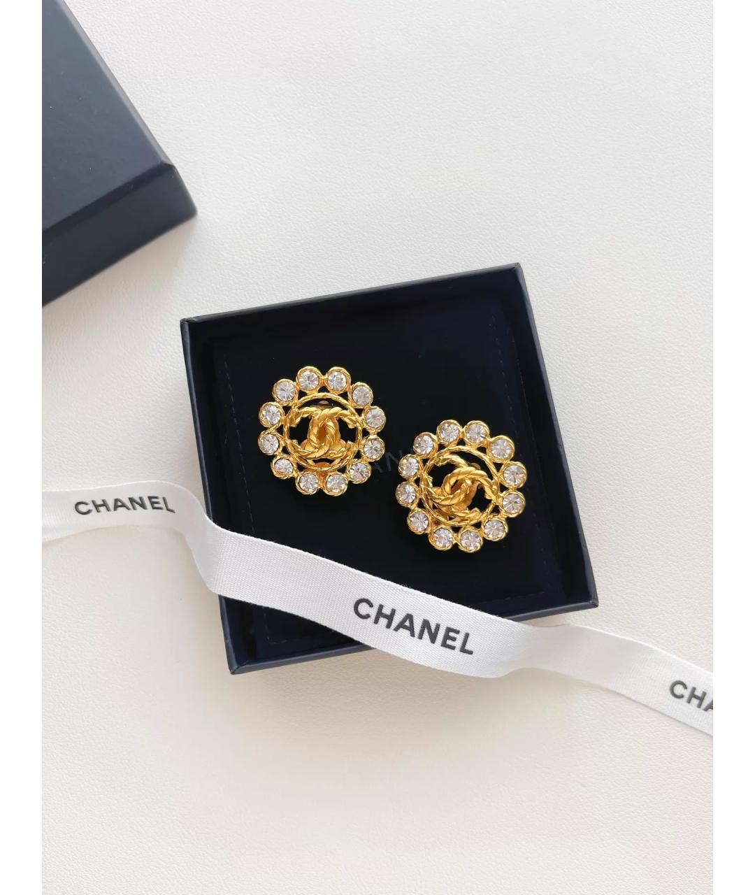 CHANEL Золотые позолоченные серьги, фото 2