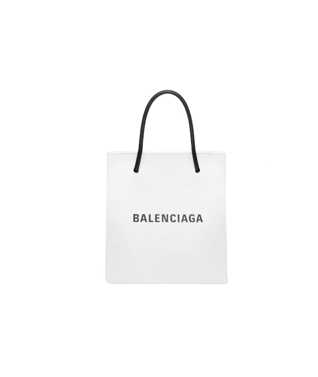 BALENCIAGA Белая кожаная сумка с короткими ручками, фото 6