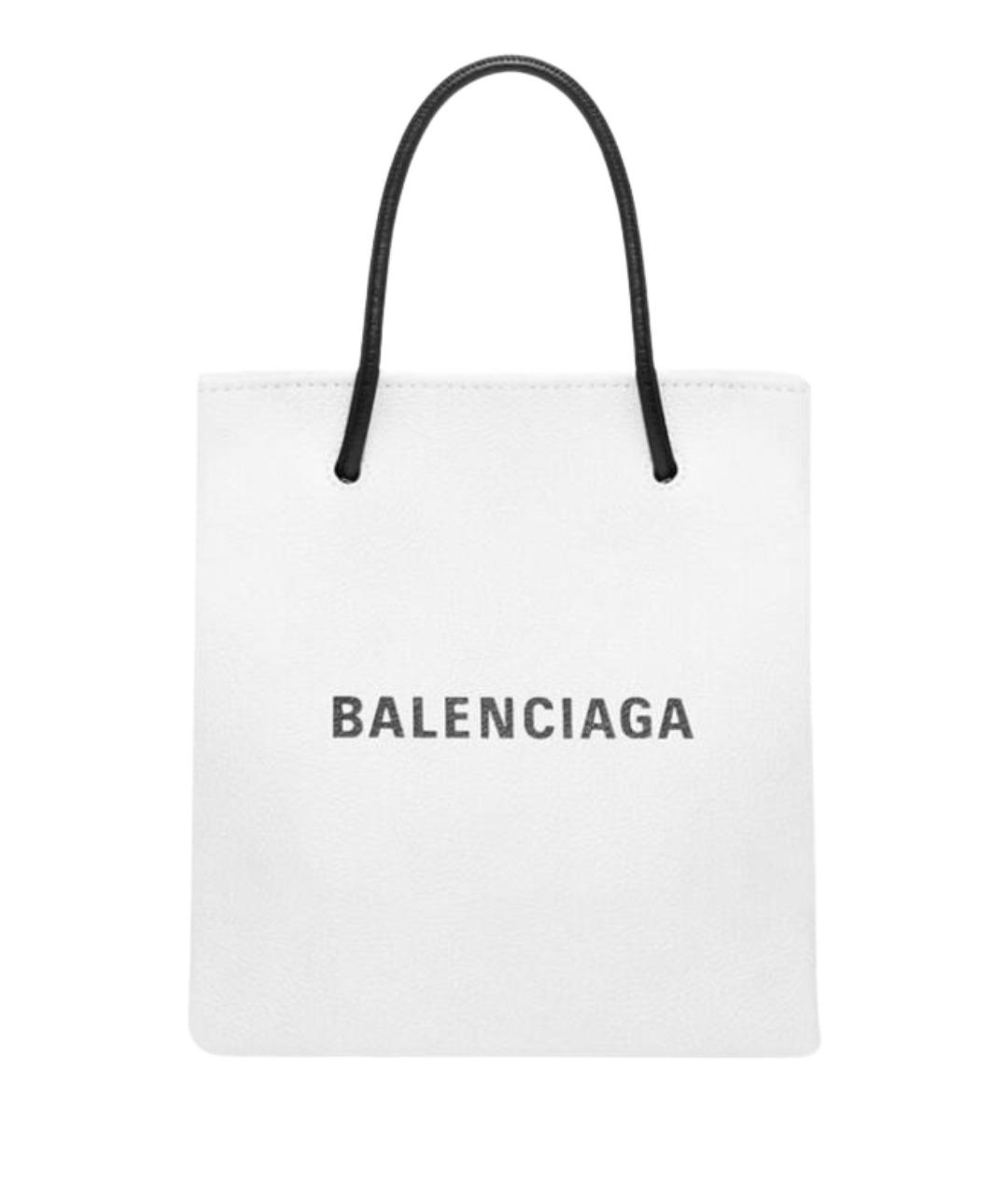 BALENCIAGA Белая кожаная сумка с короткими ручками, фото 1