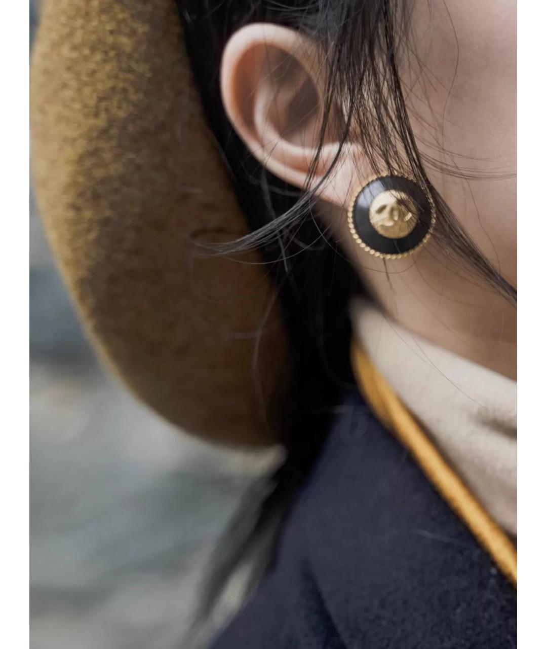 CHANEL Черные деревянные серьги, фото 4