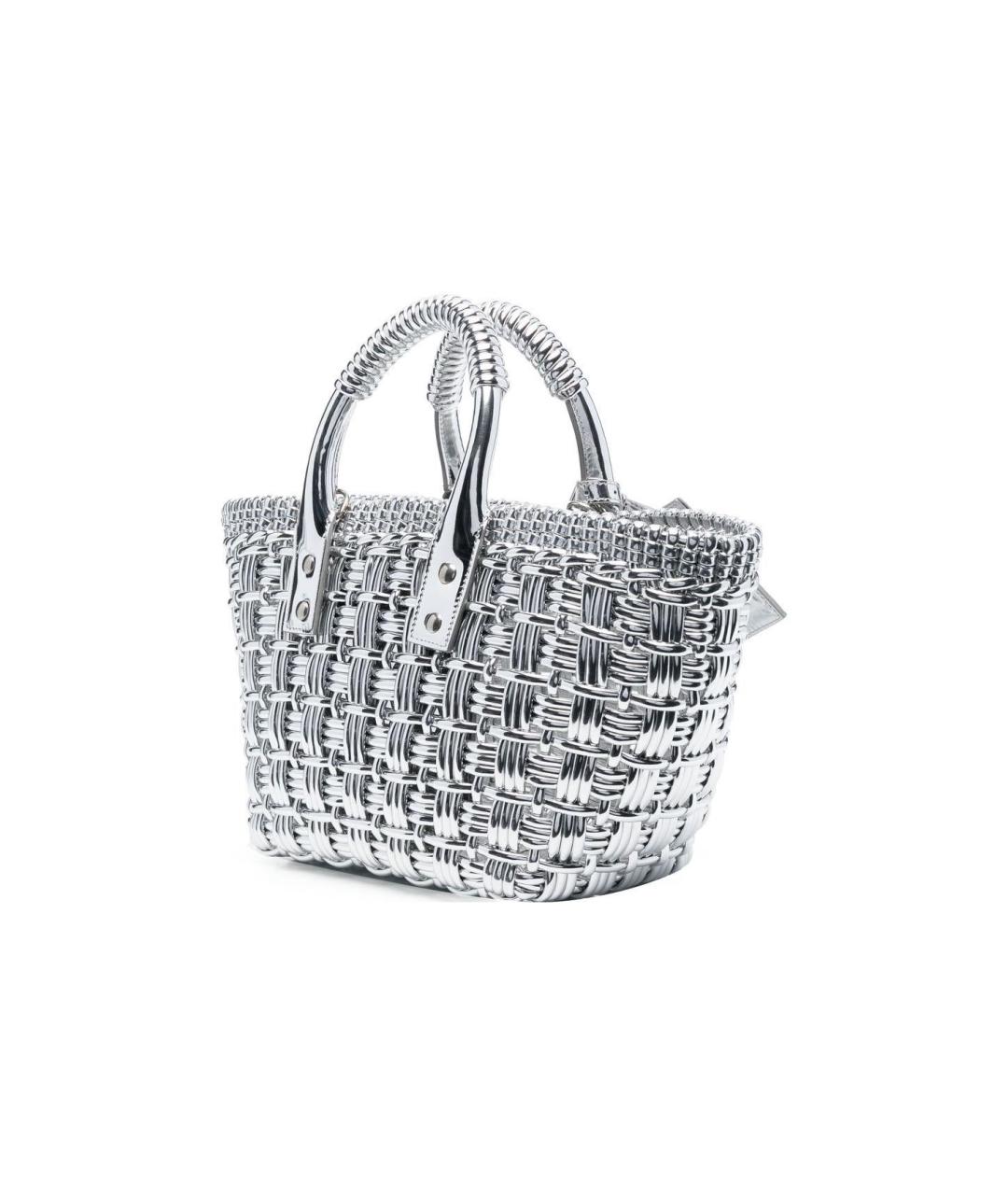 BALENCIAGA Серебряная кожаная сумка с короткими ручками, фото 4