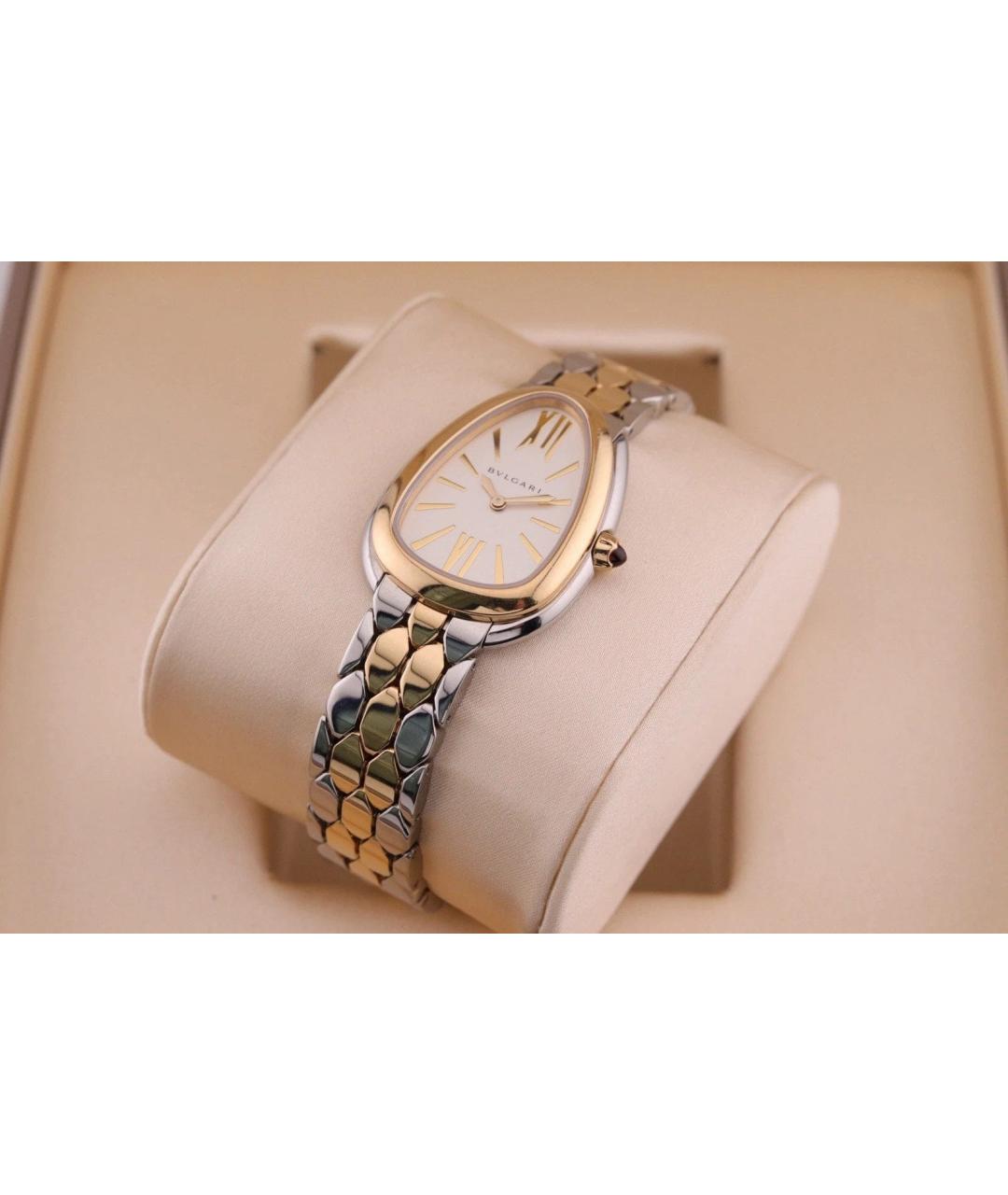 BVLGARI Белые часы из желтого золота, фото 5