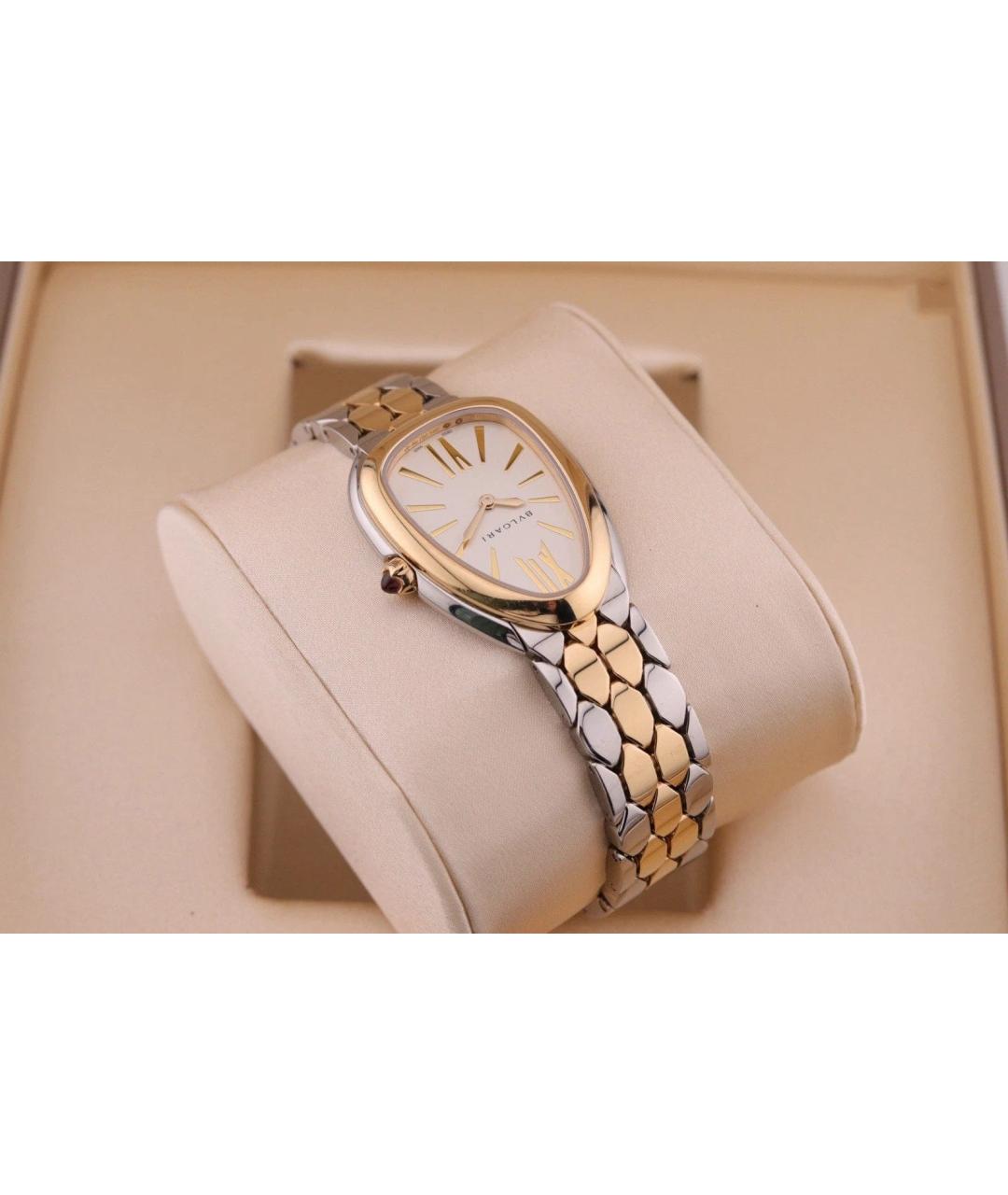 BVLGARI Белые часы из желтого золота, фото 4