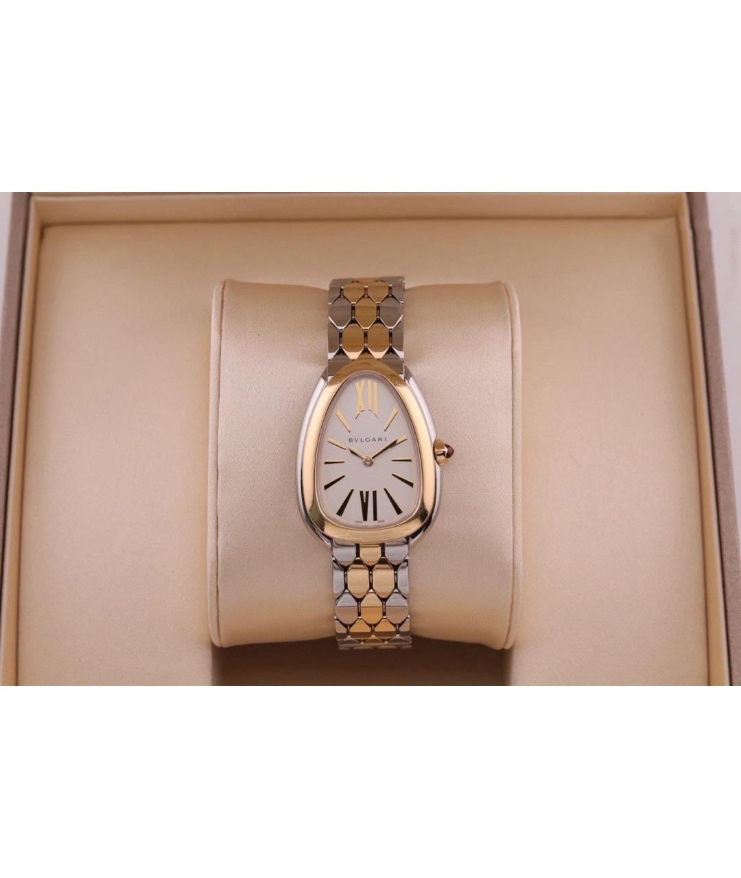 BVLGARI Белые часы из желтого золота, фото 2