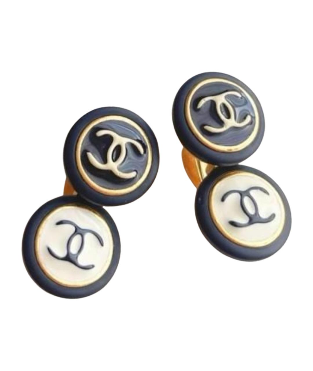 CHANEL Черные позолоченные серьги, фото 1