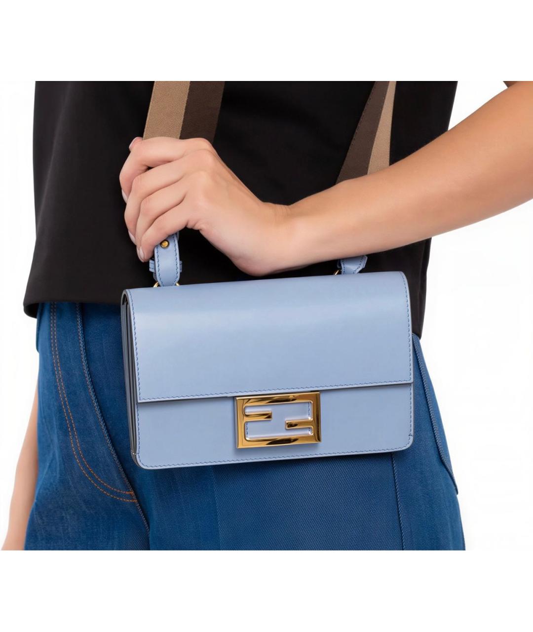 FENDI Голубая кожаная сумка через плечо, фото 2