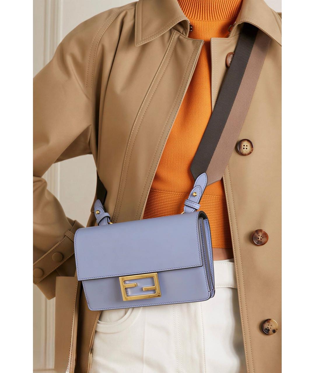 FENDI Голубая кожаная сумка через плечо, фото 4