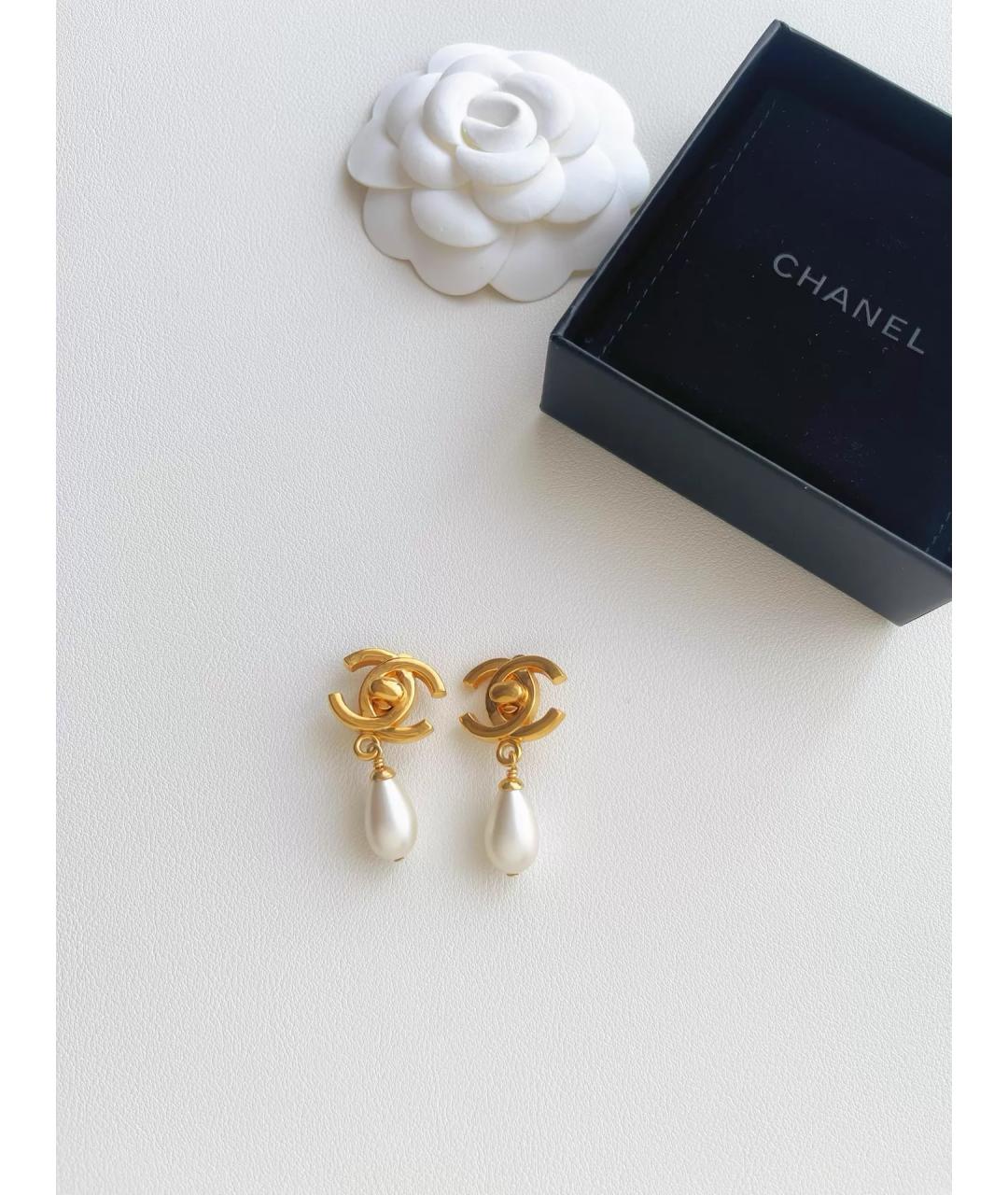 CHANEL Золотые позолоченные серьги, фото 5