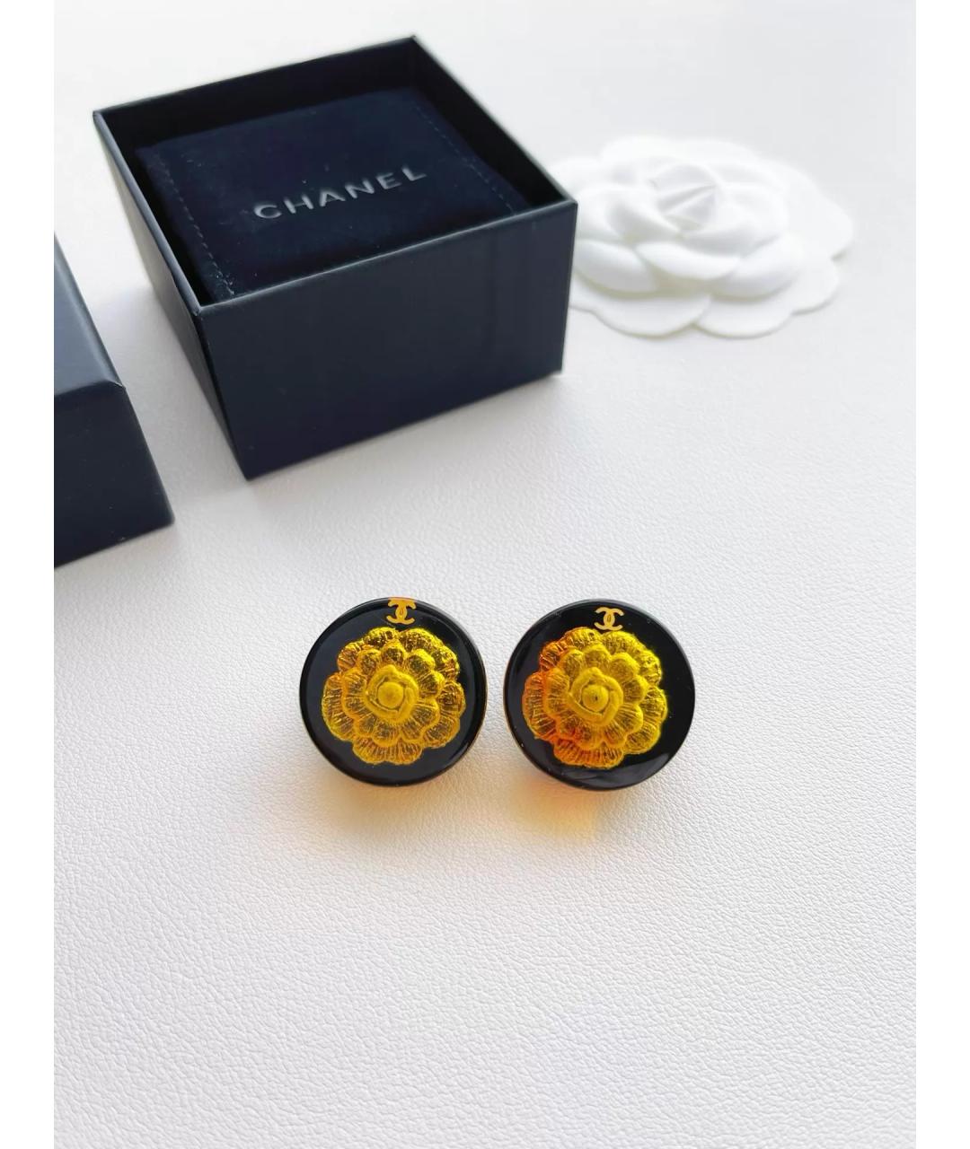CHANEL Черные серьги, фото 4