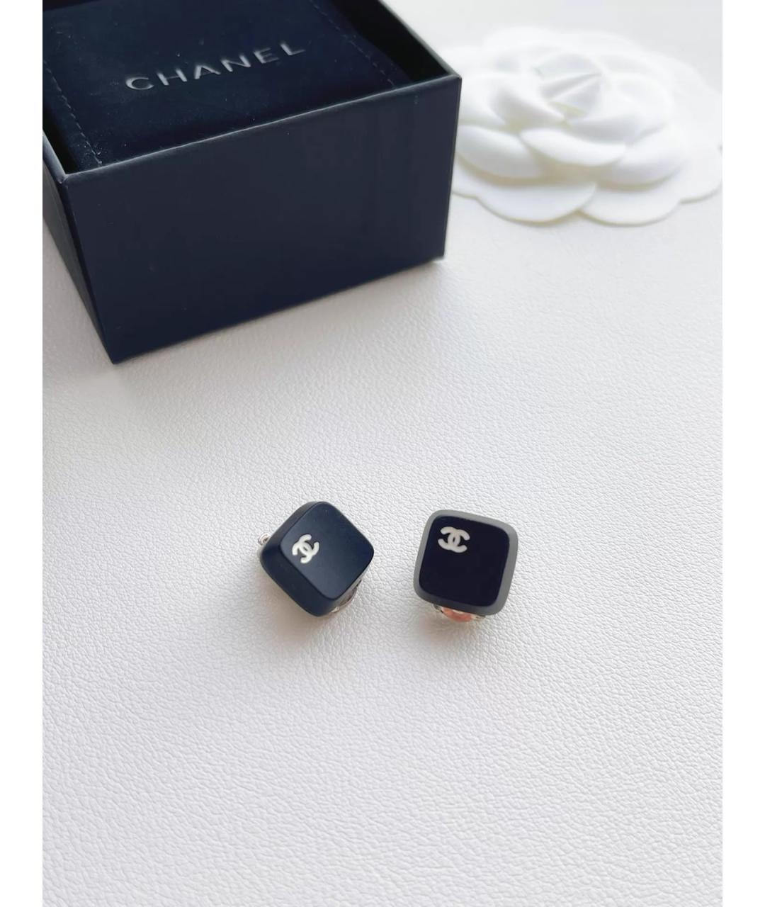 CHANEL Черные серьги, фото 4