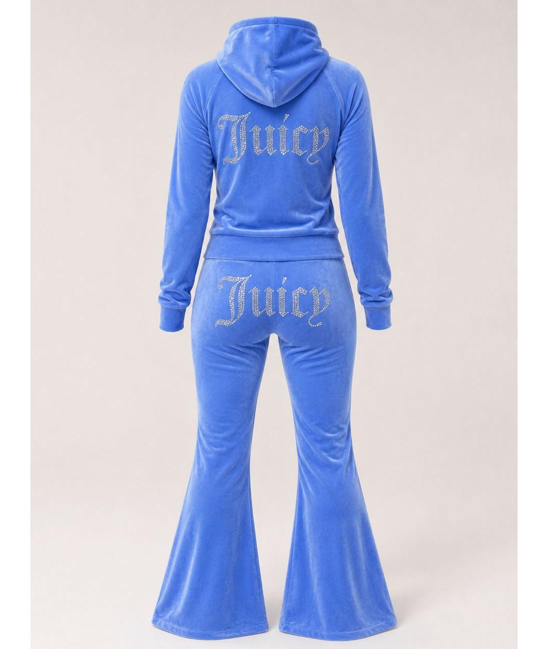 JUICY COUTURE Голубой велюровый костюм с брюками, фото 9