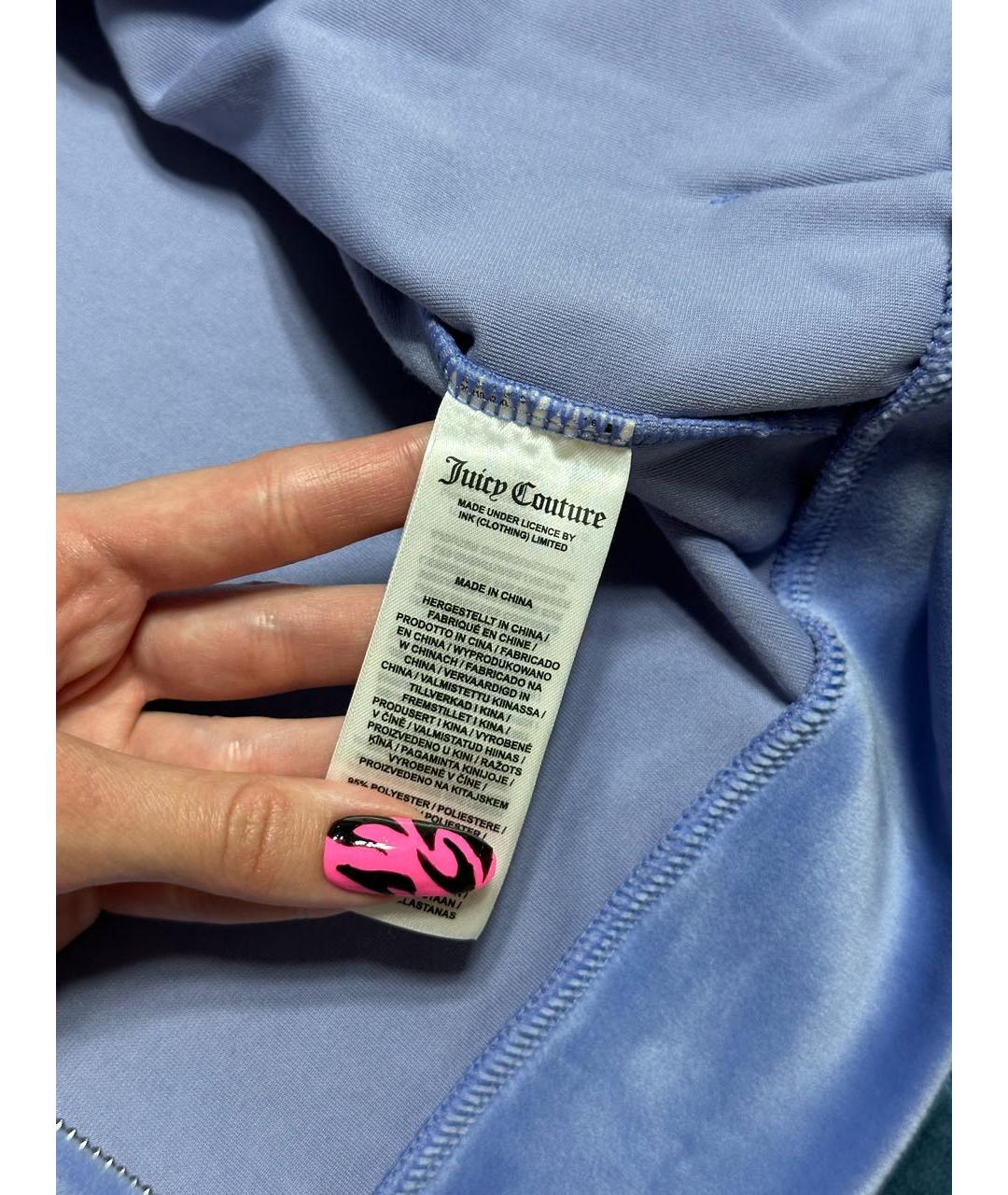 JUICY COUTURE Голубой велюровый костюм с брюками, фото 7