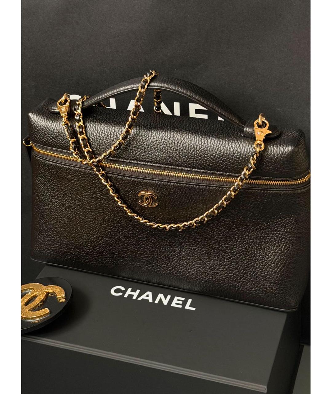 CHANEL Черная кожаная сумка через плечо, фото 3