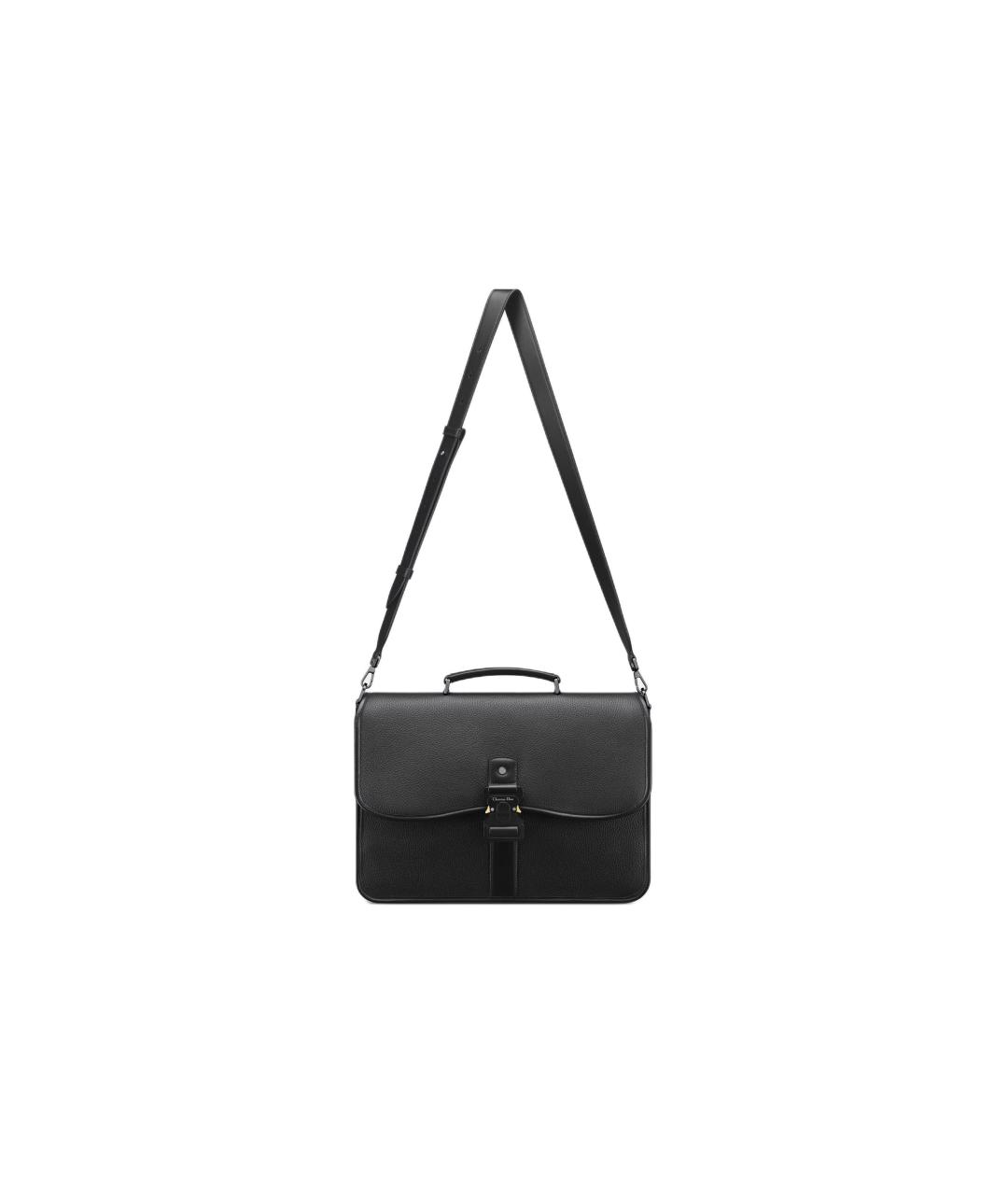 CHRISTIAN DIOR Черный кожаный портфель, фото 2