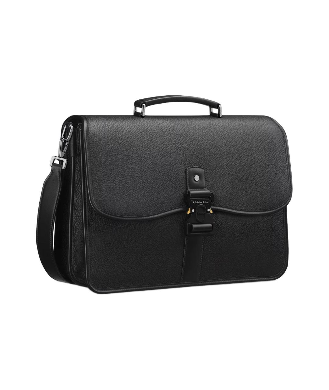 CHRISTIAN DIOR Черный кожаный портфель, фото 3