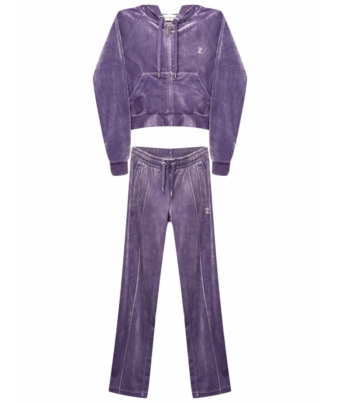 JUICY COUTURE Фиолетовый велюровый костюм с брюками, фото 1