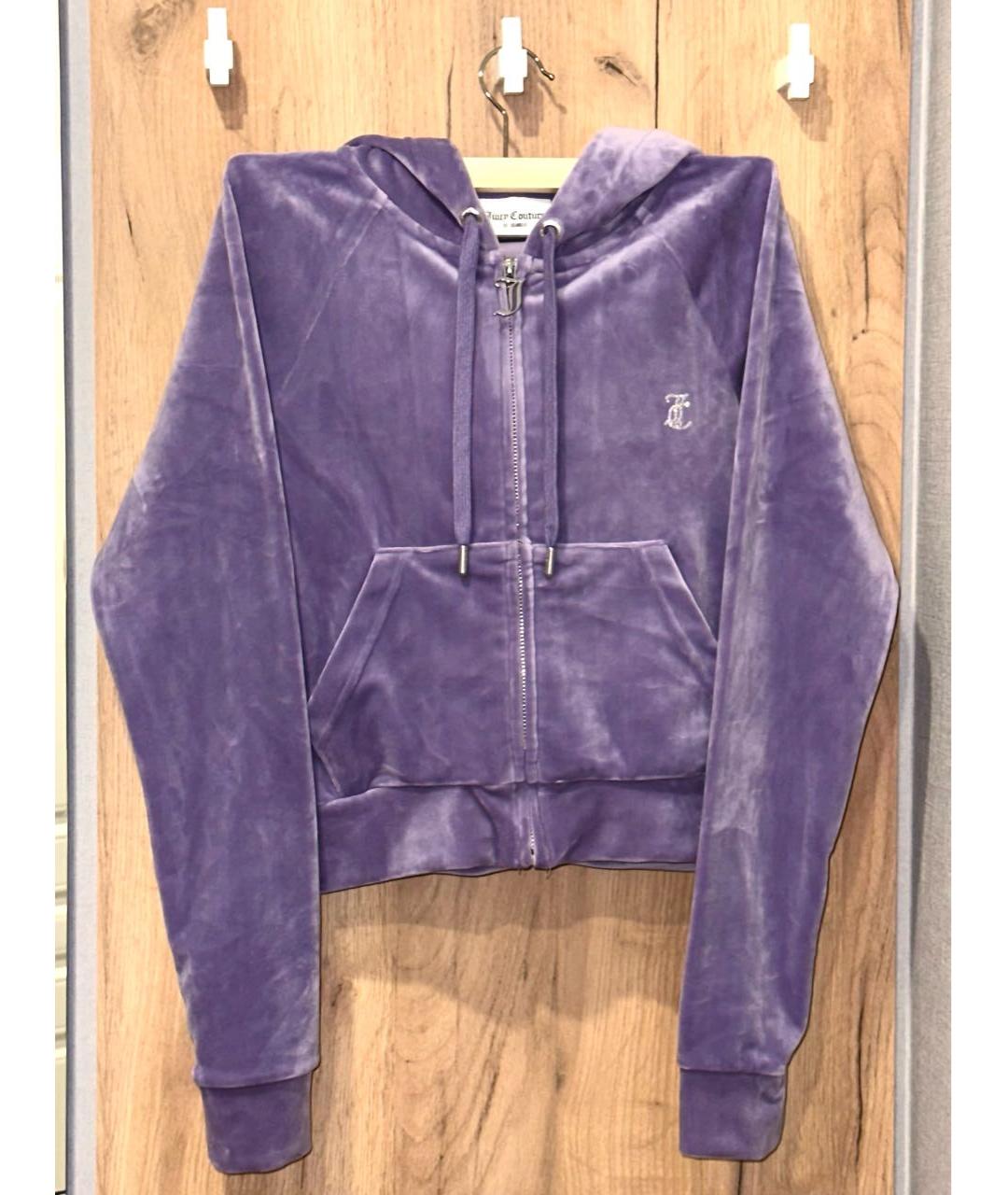 JUICY COUTURE Фиолетовый велюровый костюм с брюками, фото 3
