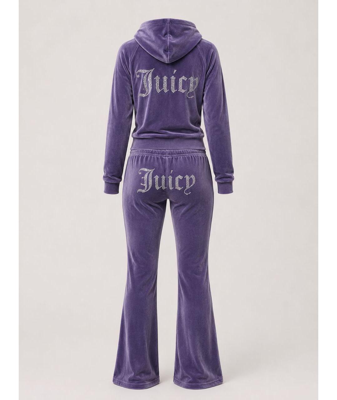 JUICY COUTURE Фиолетовый велюровый костюм с брюками, фото 9