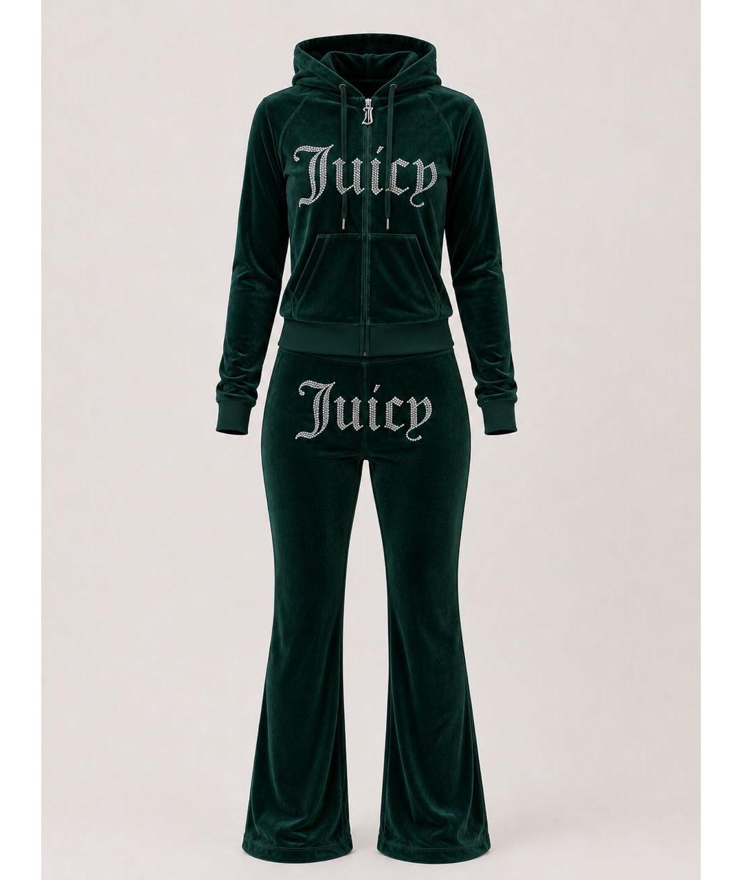 JUICY COUTURE Зеленый велюровый костюм с брюками, фото 9