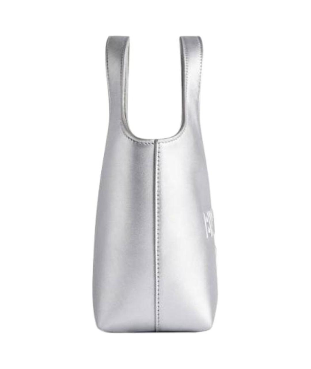BALENCIAGA Серебряная кожаная сумка через плечо, фото 4