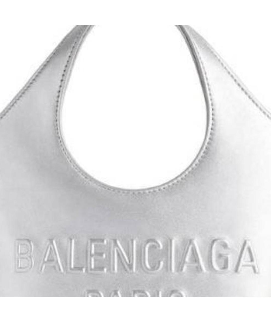 BALENCIAGA Серебряная кожаная сумка через плечо, фото 5