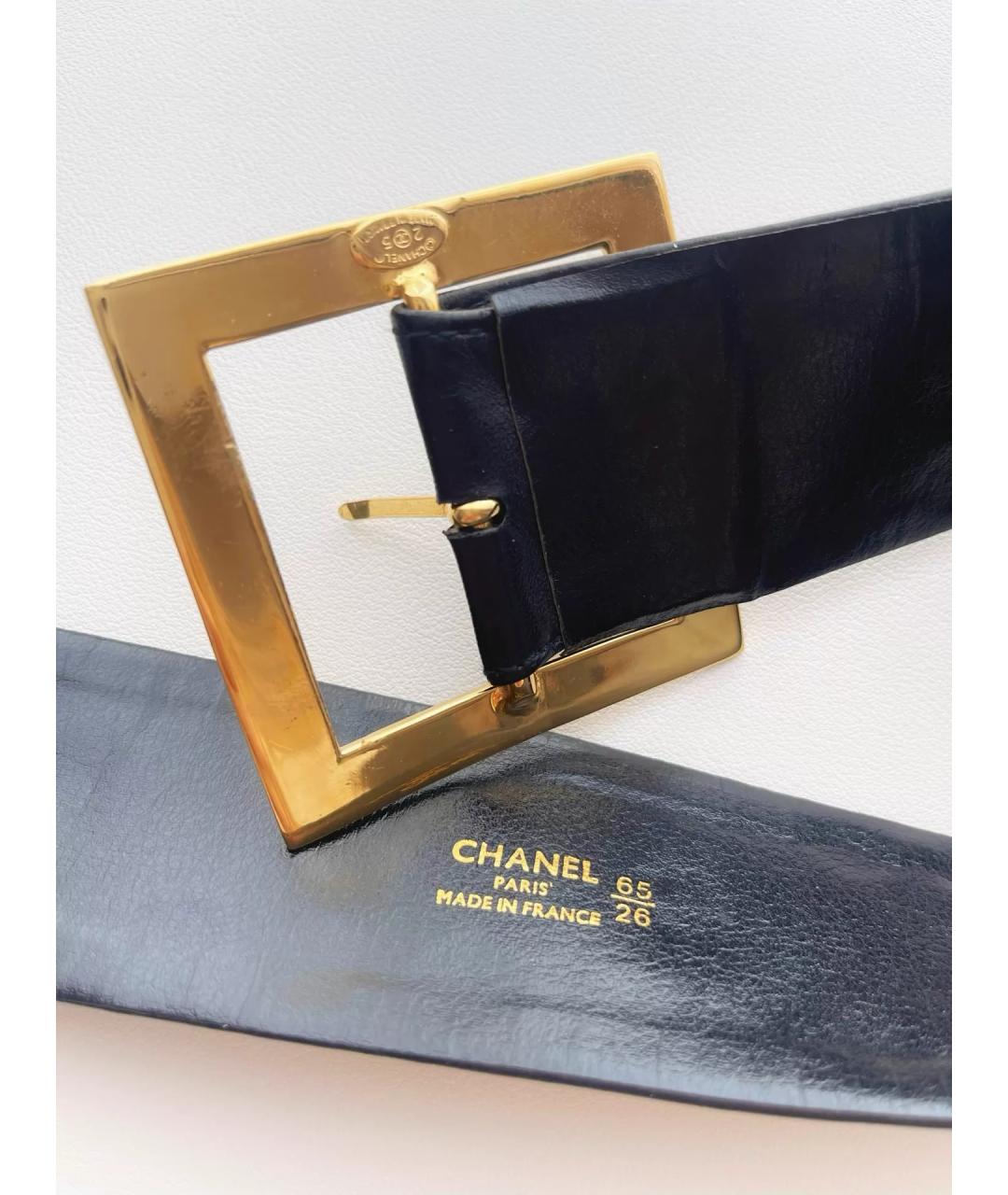 CHANEL Темно-синий кожаный ремень, фото 9