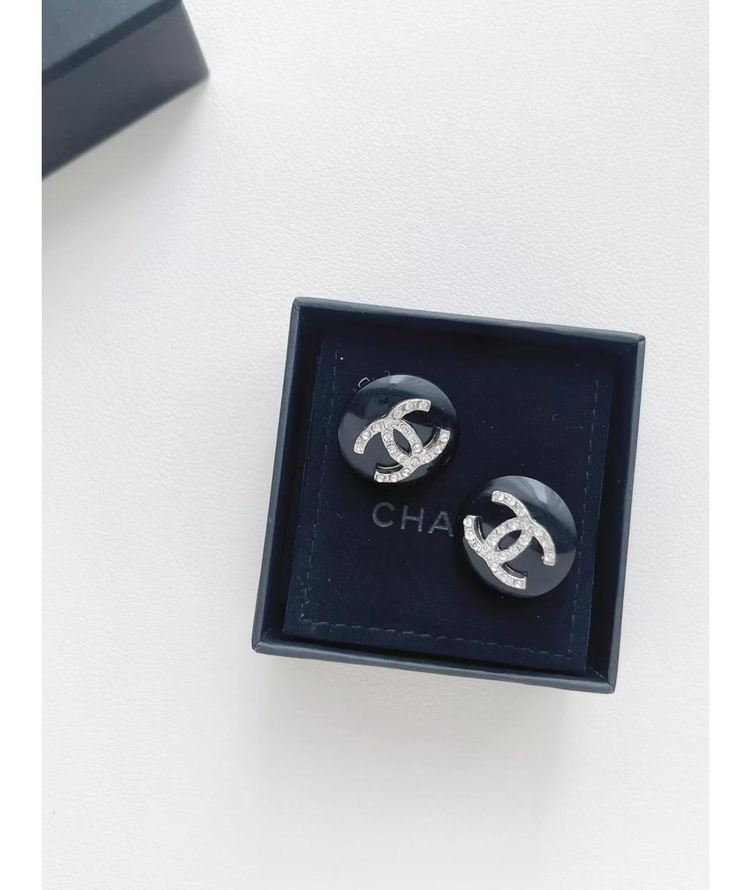 CHANEL Черные серьги, фото 3