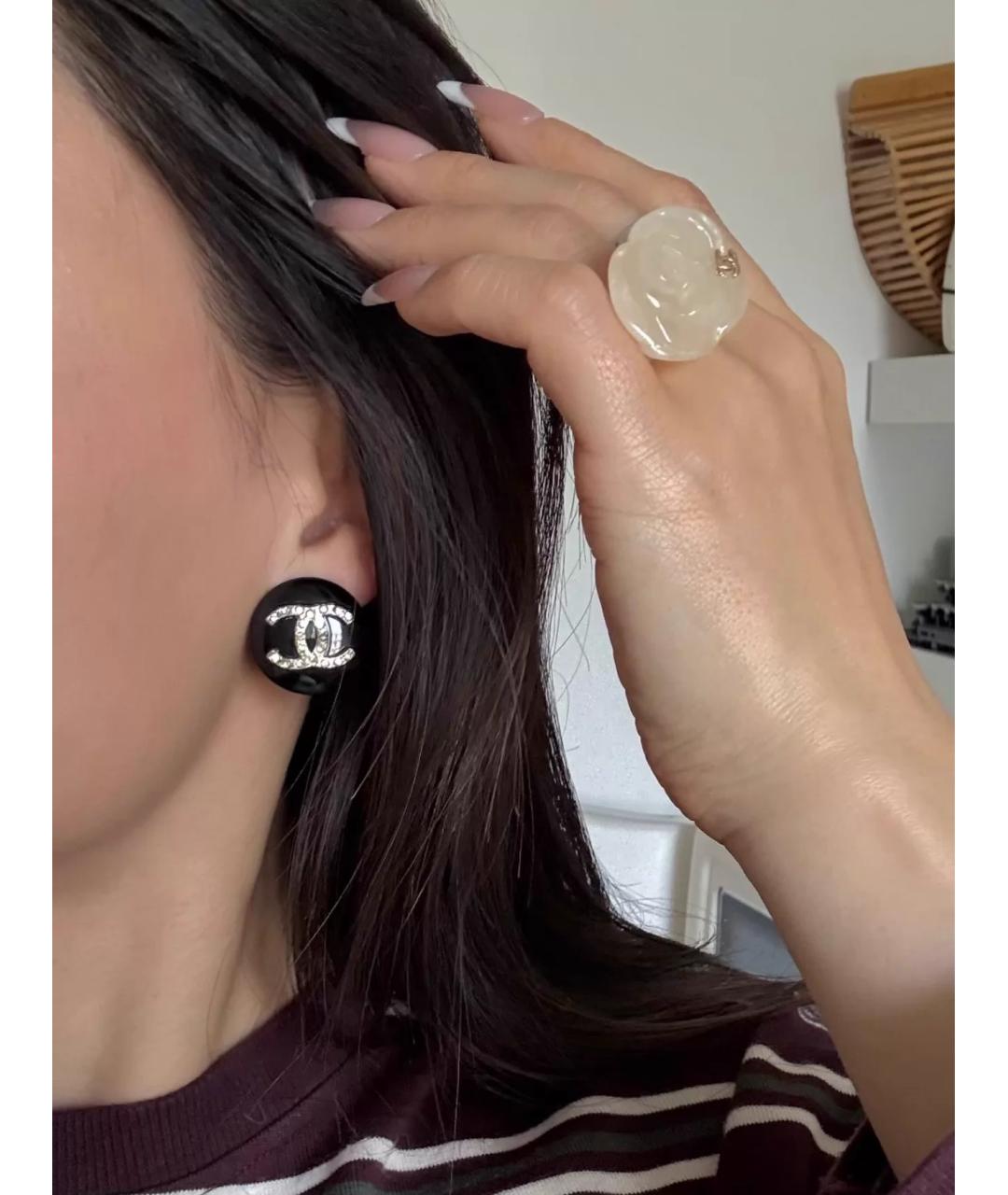 CHANEL Черные серьги, фото 4