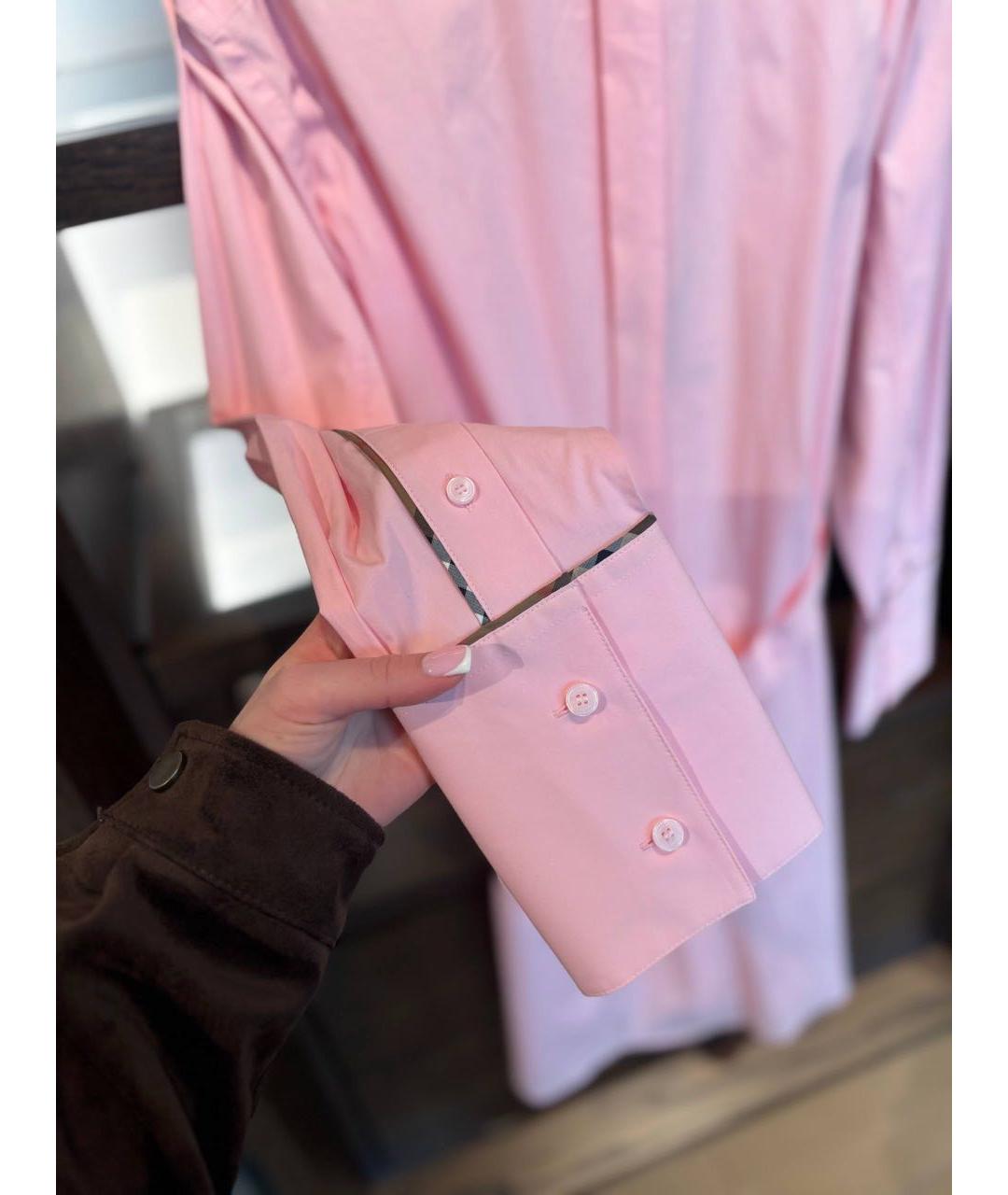 BURBERRY Розовое хлопковое повседневное платье, фото 5