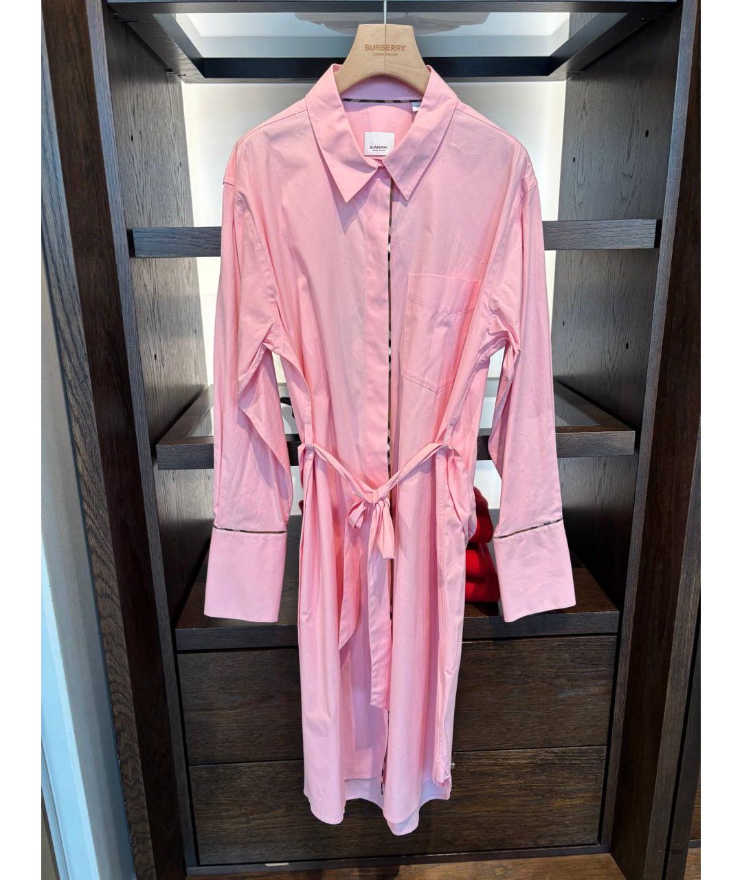 BURBERRY Розовое хлопковое повседневное платье, фото 6