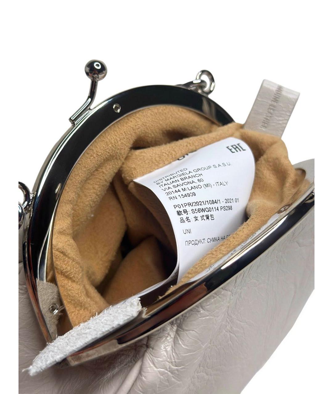 MAISON MARGIELA Белая кожаная сумка через плечо, фото 7